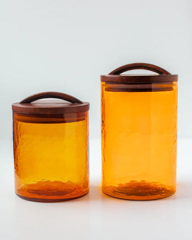 Hammered Glass Canister Large - Amber