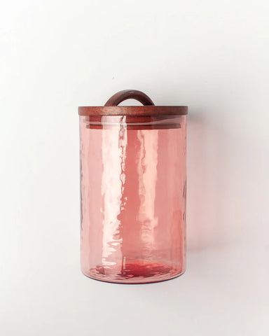Hammered Glass Canister Large - Pink