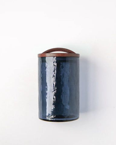 Hammered Glass Canister Large - Blue