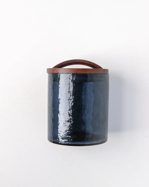 Hammered Glass Canister Medium - Blue