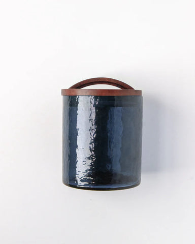 Hammered Glass Canister Medium - Blue