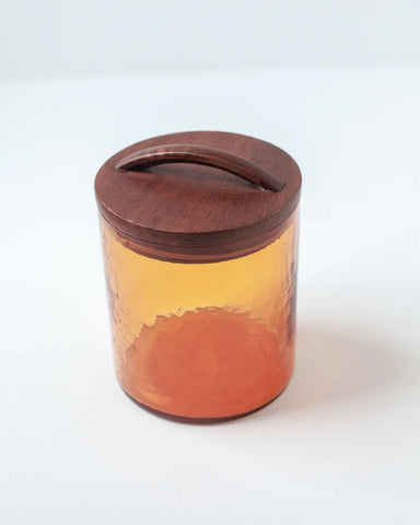 Hammered Glass Canister Medium - Amber