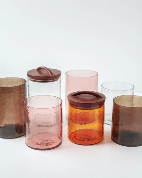 Hammered Glass Canister Medium - Pink