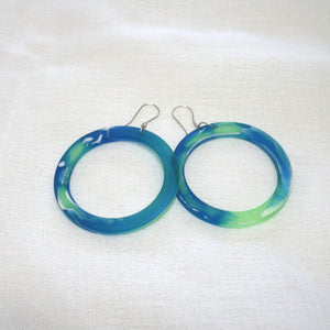 Blue Green Resin Earrings - circle