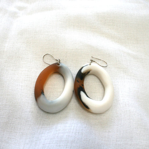 Horn Resin Earrings - Oval