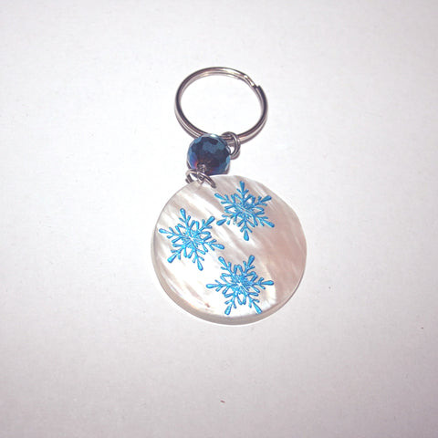 White Blue Shell Keyring - SKR329 - pack of 5