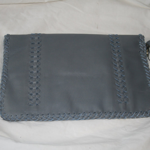 Claire Leather Clutch - Grey