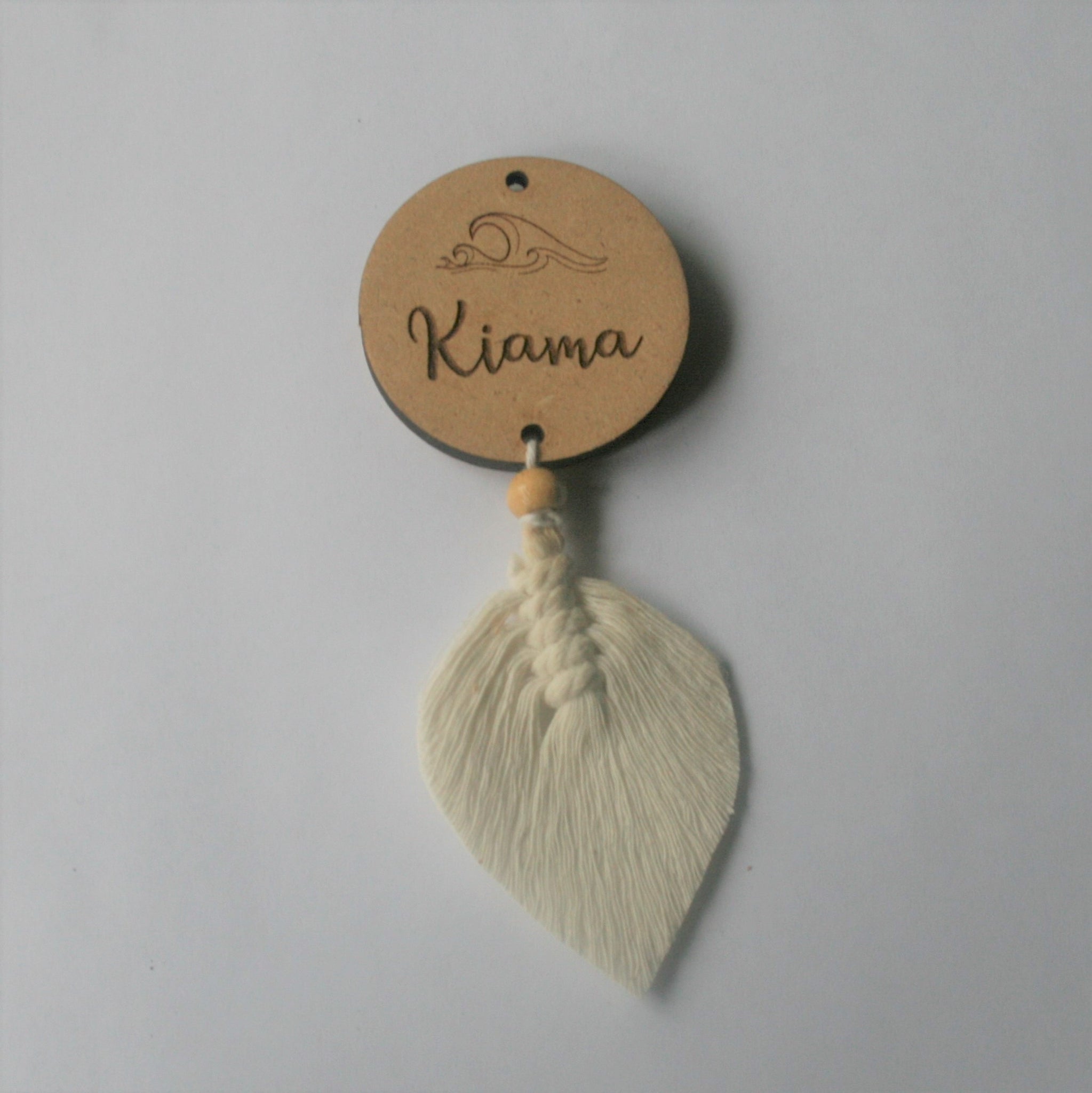 Kiama Macrame Leaf Fridge Magnet - White Ivory