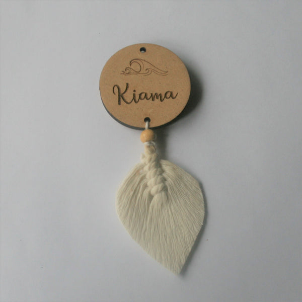 Kiama Macrame Leaf Fridge Magnet - White Ivory