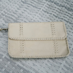Claire Leather Clutch - Cream