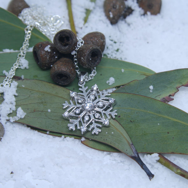 Sterling Silver and CZ Snowflake Pendant - SXN142