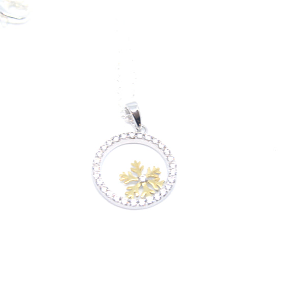 Sterling Silver and Gold Snowflake Pendant - SXN438
