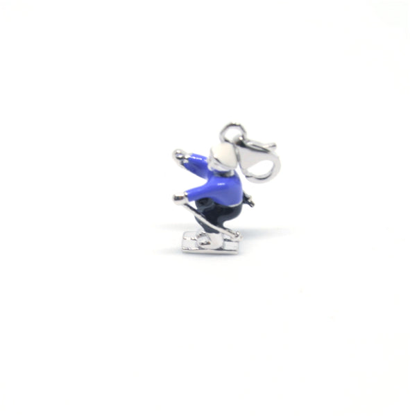 Sterling Silver Blue Skier Clip Charm