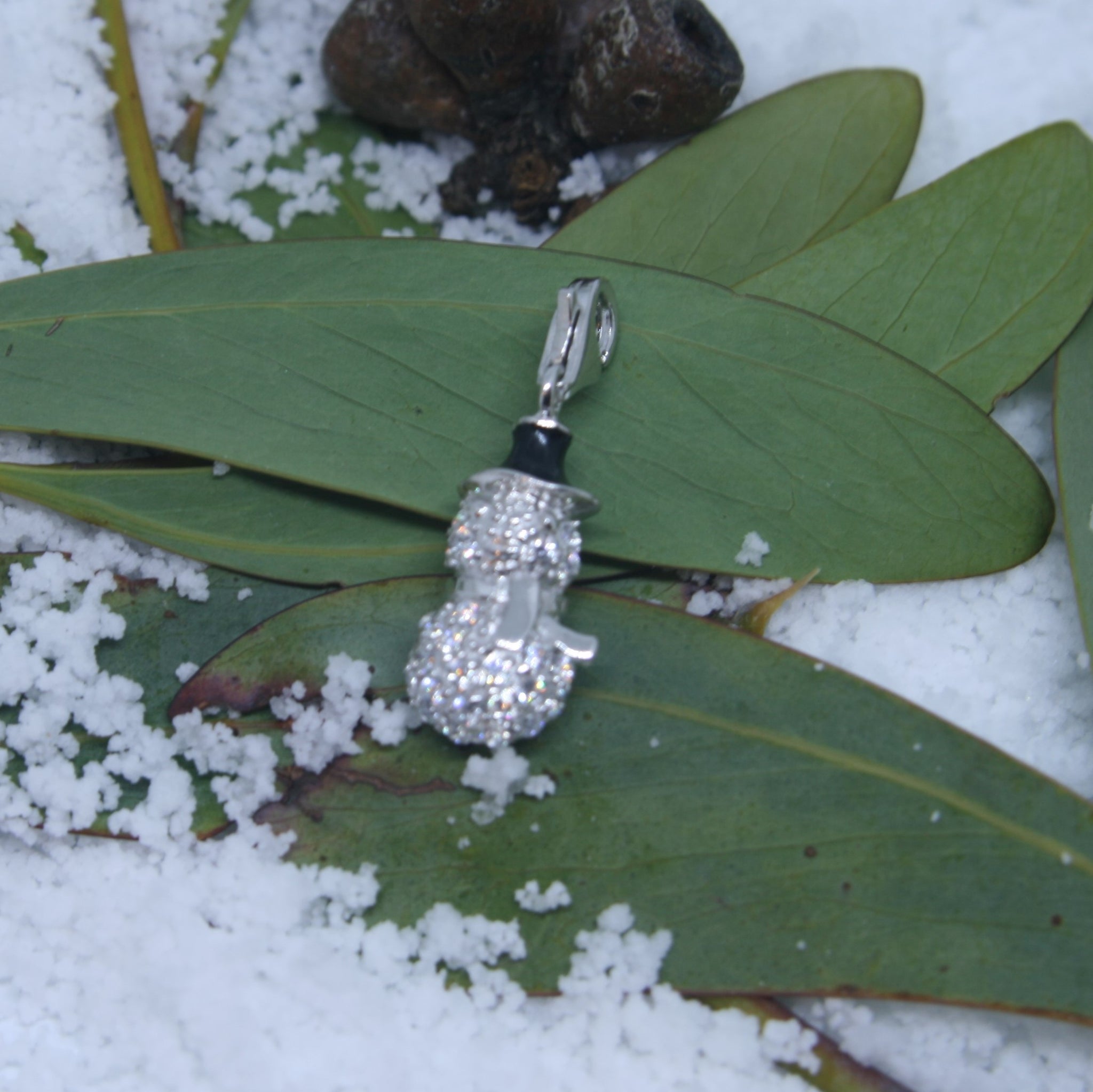 Sterling Silver Lace Snowman Clip Charm