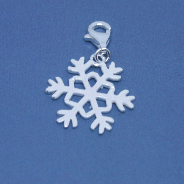 Sterling Silver White Snowflake Clip Charm