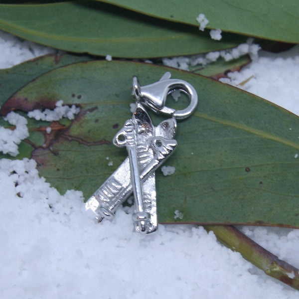 Sterling Silver Skis and Poles Clip Charm