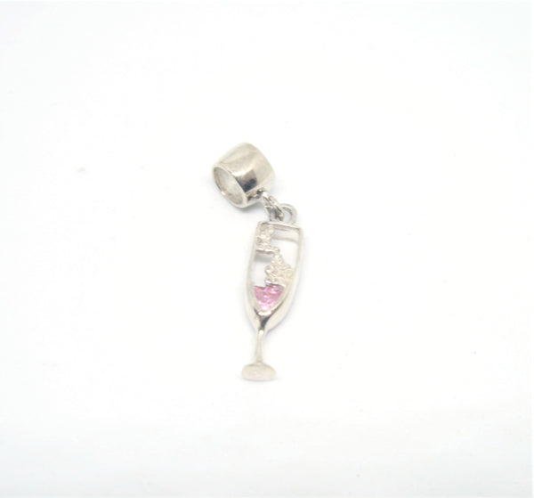 Sterling Silver Champagne Glass European Charm