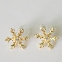 Gold Plated Snowflake earrings - SE107 - pack of 5