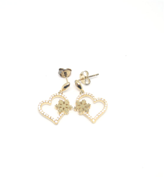 Sterling Silver Snowflake gold side snowflake earrings  - SXE320