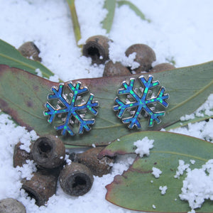 Sterling Silver and Opal Snowflake Earrings - SXE404