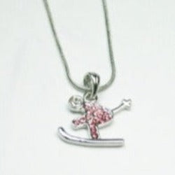 Pink Skier pendant - SNF206 - pack of 5