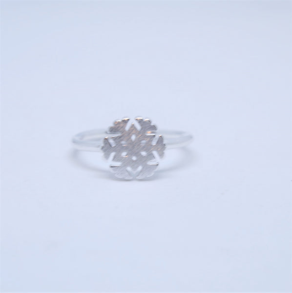 Sterling Silver Brushed Snowflake ring - SXR388