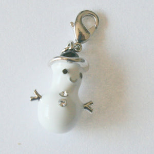 White enamel Snowman Charm - SCH181 - pack of 5