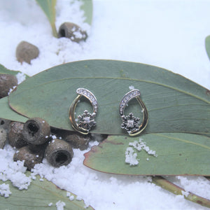 Two Tone Sterling Silver and CZ Snowflake Earrings - SXE432